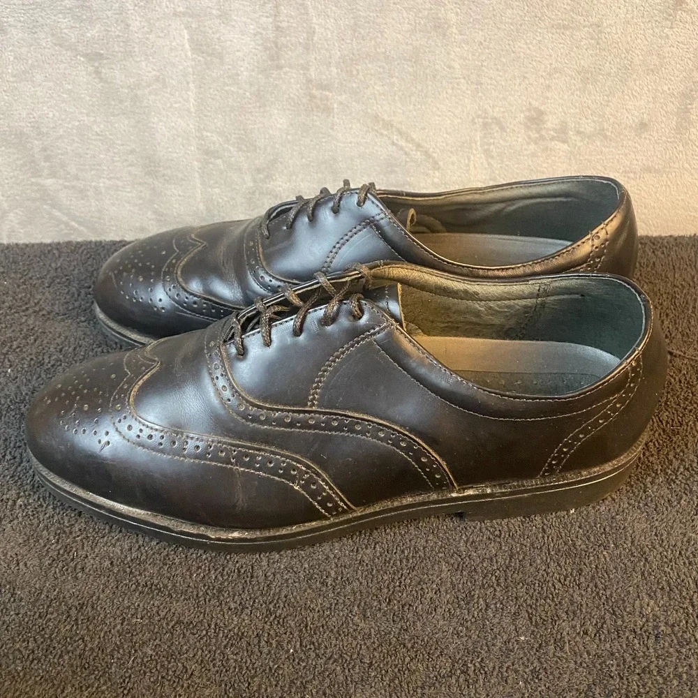 Iron Age Men's 12 W Black Leather Wingtip Oxford Steel Toe Safety Shoes USA